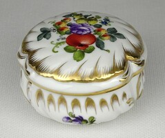 1O346 Herend baroque porcelain bonbonier with bouquet de fruits pattern