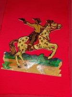 Régi festett fa játék figura western vadnyugat cowboy a képek szerinti szép állapotban