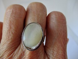 Csodás régi  valódi holdkő ezüst gyűrű állítható
