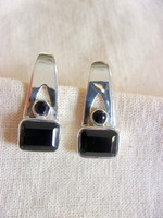 Silver earrings with black onyx stone decoration