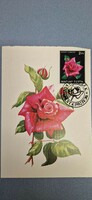 Postcard, 1982 iv.30. With Budapest stamp, roses, wendy cussons, 2ft stamp.
