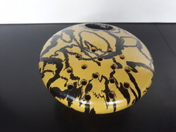 Retro yellow-black ceramic ikebana vase
