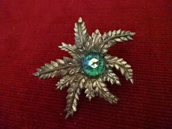 Gold-plated brooch from the 60s, the stone in the center changes from green to blue. Jokai.