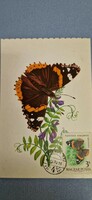 Postcard, butterflies, 1959.Xi.20. Budapest, Vanessa Atalanta, with a 3ft stamp.