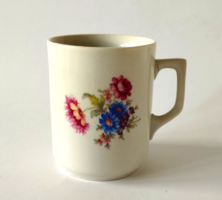 Régi Zsolnay porcelán bögre tavaszi virágcsokor mintával az 1930-as évekből