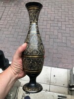 Réz váza, régi, indiai, 32 cm-es magasságú szépség,régi, nehéz