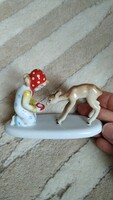 Kislány őzikével, német porcelán