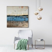 Andrea elek - on the river bank - abstract painting - 100x100 cm