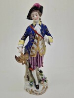 Antik angol Chelsea porcelán figura 18. század Vadász fiú 20cm