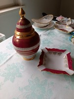 Porcelain (Czech) vase with lid and ashtray (18 cm, 11 x 11 cm)