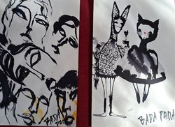 Bada Dada (1963 - 2006) tus rajz 2 db Mérete:20x14 cm.