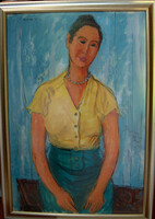 Vöröss Tibor (1911-1999) : Sárga blúzos nő