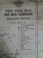 A rare item! Pest-pilis-solt kis-kun county road network map