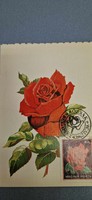 Postcard, 1982 iv.30. With Budapest stamp, tropicana roses, 4ft stamp.