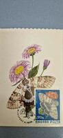 Postcard, butterflies, 1974. Xi. II. Budapest, blue belted owl butterfly, with a 1.20 ft stamp.