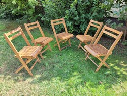 Régi vintage 5 db összecsukható fa kerti szék