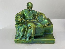 Zsolnay anonymous statue figure eosin medium size Miklós Ligeti