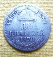 Ezüst Ferenc József 10 Krajcár 1870 T2-