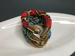 Beaded bracelet with a snake pattern