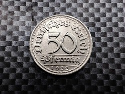 Németország 50 pfennig, 1922 Verdejel D – München