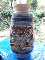 Kerámia: mázas mintás népi kerámia váza 30xx12 cm.