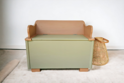 Vintage refurbished olive green armchair chest