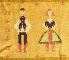 Németh Éva stílusú retro falvédő - Néptánc I. - leányok és legények - szőttes falikép, textil