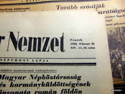 1958 February 21 / Hungarian nation / for birthday :-) newspaper!? No.: 24422