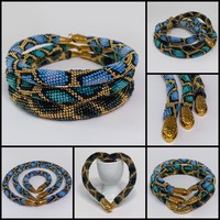 Beaded necklace with a snake pattern