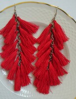 Little Red Riding Hood earrings with lots of tassels 12 cm