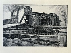 Veszprémi endre: old gas factory etching