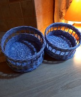 Papírfonással készült kosarak kék színben