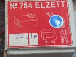 Regi retro biztonsági zár /biztonsági ajtóretesz, "ELZETT 784" modell dobozában