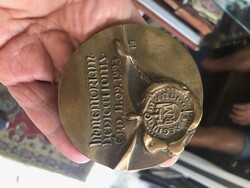 Bronz plakett 7 cm-es átmérővel, Érd város 1993, gyűjtőknek.