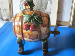 Stunning Austrian Glazed Ceramic Drinking Barrel!