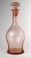 1O426 Régi fújt rózsaszín art deco dugós üveg 30 cm ~ 1930 körül