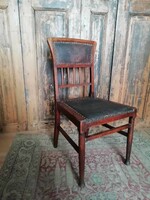 Bőr szék, antik bőrkárpitos szék, tisztítva, kezelve keményfa szék, 1900-as évek eleje, íróasztal