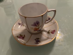 Gyönyörű gyűjtői Fraureuth Német  porcelán kávés csésze kistányérral.
