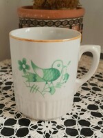 Zsolnay green bird motif mug with shield seal rare pattern skirted sinko
