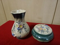German porcelain vase and bonbonier with a raised floral pattern. Jokai.