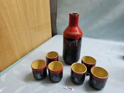 T1142 Tófej italos szett Ferrovill piros-fekete 24 és 6,5 cm