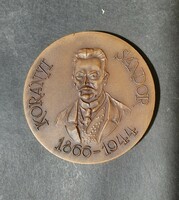 Kis Nagy András: Korányi Sándor - jelzett bronzplakett, 6 cm, Állami Pénzverő