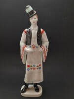 Hollóháza porcelain boy figure in folk costume, 30 cm