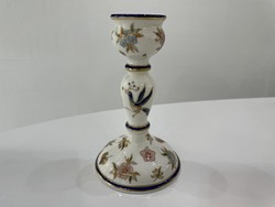 Zsolnay porcelain candle holder with phoenix bird pattern