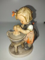 Little girl bathing a Hummel, Goebel doll. Figure.