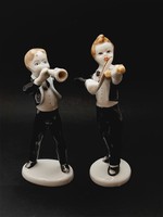 Hollóházi porcelán zenészek, párban