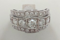 310T. Briláns 1Ct 18k Fehérarany 7.35g Gyűrű, Hibátlan Top Wesselton kövekkel