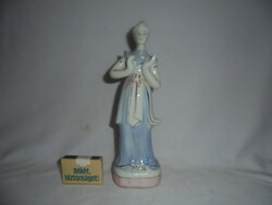 Porcelán hölgy hosszú ruhában - nipp, figura - 22 cm