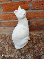 Akció kerti fehér cica szobor, 30 cm nagy macska szobor modern stílusban