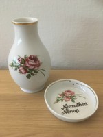 Hollóházi Nemzetközi Nőnap váza és tálka porcelán